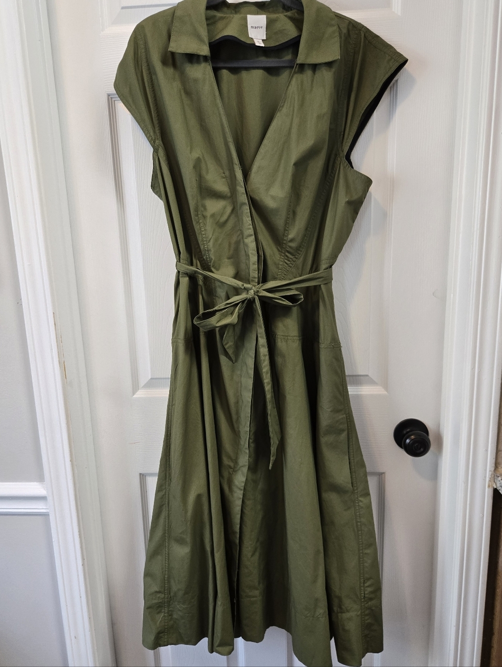 Anthropology, Maeve A-line Olive Greed Dress Size XL